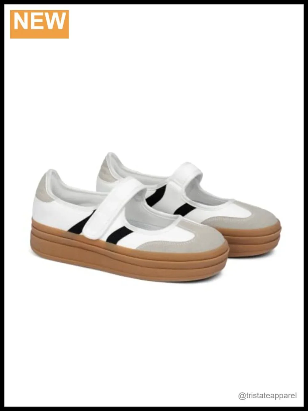 Retro Platform Mary Jane Sneakers Hook and Loop Slip On Walking Flats Faux